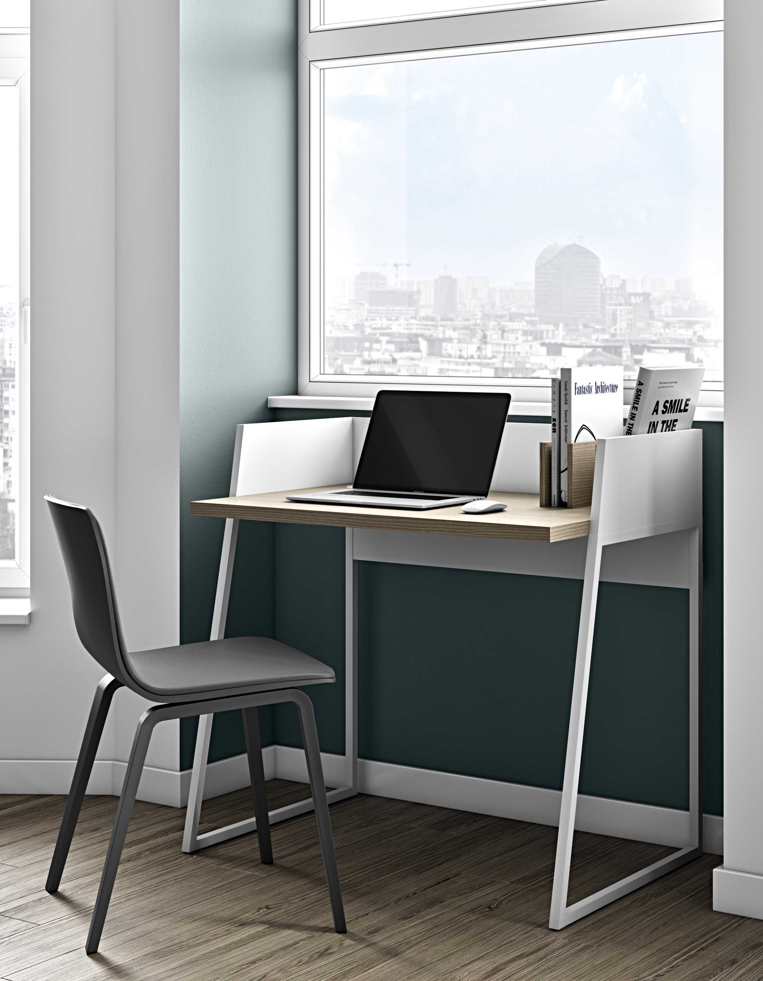 - | Schreibtisch TEMAHOME 90cm Emob Design Modern, Volta weiß/eiche -