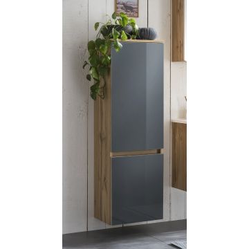 Säulenschrank Helina 40cm 2 Türen - Eiche/grau