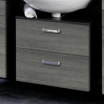 Waschtischunterschrank Bobbi 60cm 1 Tür und 1 Softclose-Schublade - graphit/graue Eiche