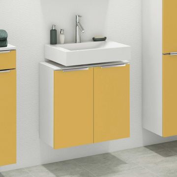 Waschbeckenschrank Hansen 60cm 2 Türen - gelb/weiß 