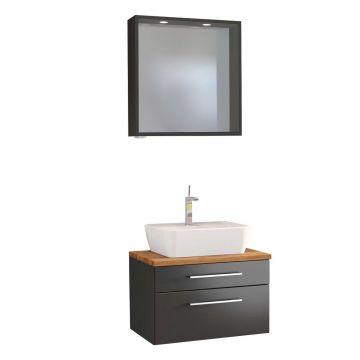 Waschtisch-Set und Spiegel Dasa 60cm - graphit/mattgrau 