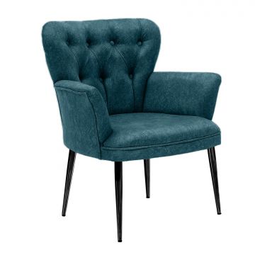 Petrol Blue Wing Chair von Woody Fashion | 100% HORNBEAM, 22 DNS Foam | 68x79x52cm