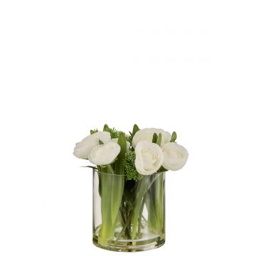 Hahnenfuß+vase plastik glas weiß/grün large