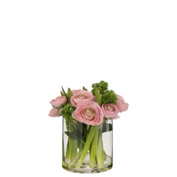 Hahnenfuß+vase plastik glas rosa/grün large