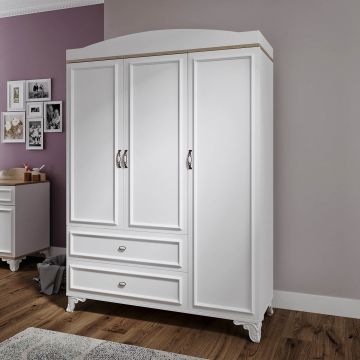 Stilvolle Woody Fashion Garderobe-100% MDF, 135x184x42 cm, Eiche Weiß