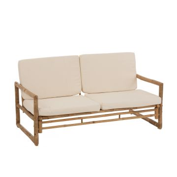 Sofa 2 personen bambus+textil naturell/weiß