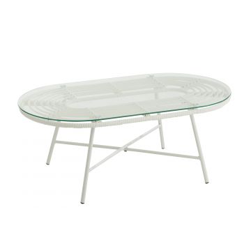 Table low oval outdoors met/glass white