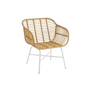 Chair rachelle outdoors met/plastic natural/white