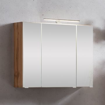 Spiegelschrank Kornel/Luna 80cm 3 Türen und LED-Beleuchtung - Eiche