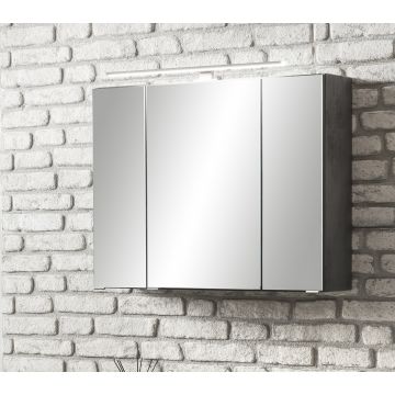 Spiegelschrank Stivan 80cm 3 Türen und LED-Beleuchtung - Beton