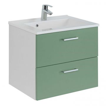 Waschtischunterschrank Ricca 60cm 2 Schubladen - weiß/grün
