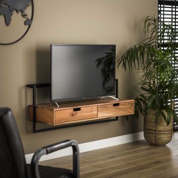 Fernsehschrank Stephen 120cm 2 Schubladen - Akazienholz natur