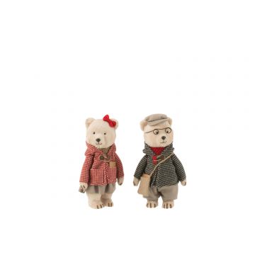 Bär stehend junge/mädchen textil grau/rot small 2 sortiert