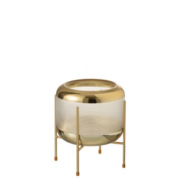 Vase rund motiv+ fuß glas durchsichtig/gold