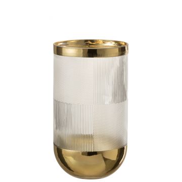 Vase zylinder motiv glas durchsichtig/gold large