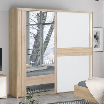 Kleiderschrank Alto 221cm, 2 Türen und Spiegel - Sonoma Eiche