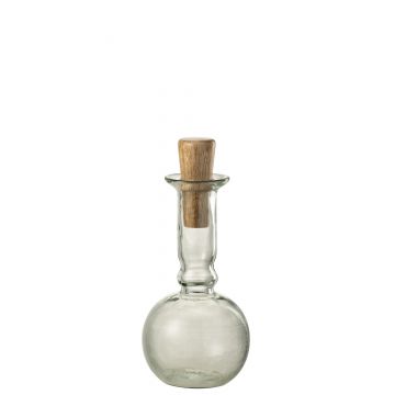 Flasche rund lang korken glas/holz transparent