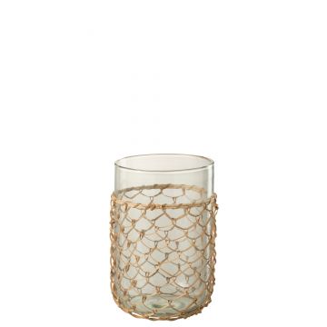Vase haken glas/schilf transparent small