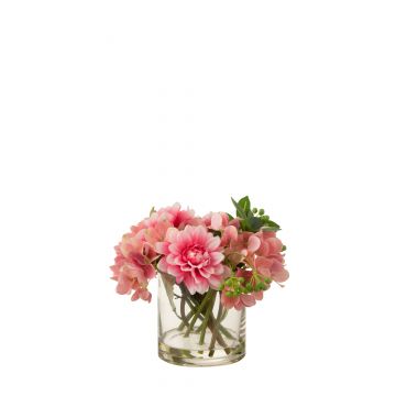 Dahlie hortensie vase plastik/glas rosa