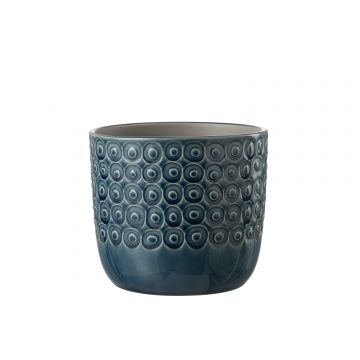 Übertopf kugel keramik blau large