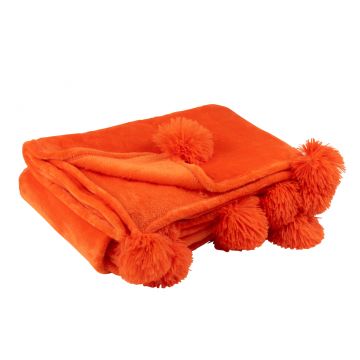 Plaid pompom polyester frisch orange