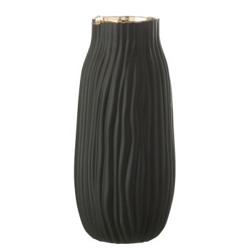Vase gerillt glas schwarz/gold large