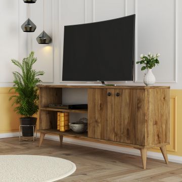 Moderner TV-Ständer | 100% Melamin beschichtet | Nussbaum | 138cm breit | Schwebendes Design
