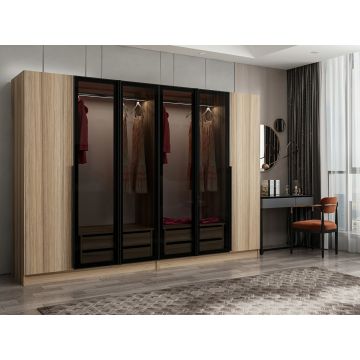 Woody Fashion Garderobe | 100% Melamin | 225x210x52 cm | Fume