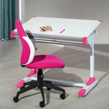 Schreibtisch Tamara mit kippbarer Tischplatte - Grün/Rosa