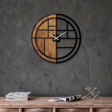 Tanelorn Dekorative Holz Wanduhr | 100% Holz/Metall | 56x56x3cm | Walnuss Schwarz