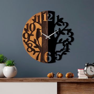 Tanelorn Wanduhr aus Holz | 56cm Durchmesser | Walnuss Schwarz
