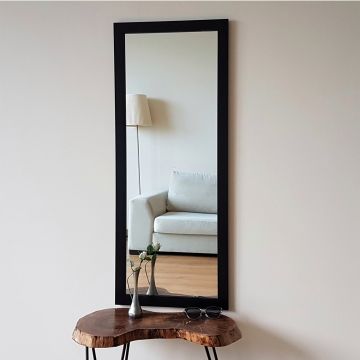 Locelso Spiegel | Laminierter Rahmen | 40x105 cm | Wandmontierbar | Verstellbar | Schwarz