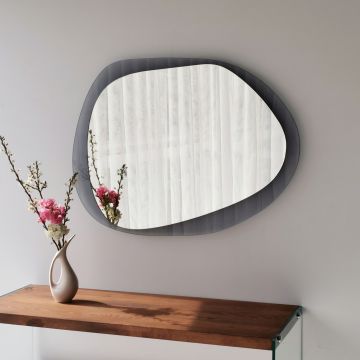 Locelso Wandspiegel | 100% gehärtetes Glas | 75x55 cm | Farbe: Rauch