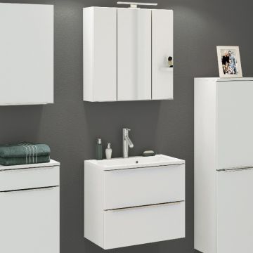Badkombination Hansen 1 Waschtischunterschrank und Spiegelschrank 60cm - weiß