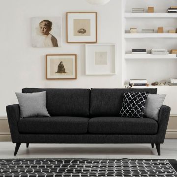 3-Sitz-Sofa | Bequem und stilvoll | Buchenholzrahmen | Farbe Dunkelgrau