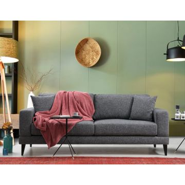 Komfortabel schickes 3-Sitz-Sofa-Bett | Buchenholzrahmen | Dunkelgrau