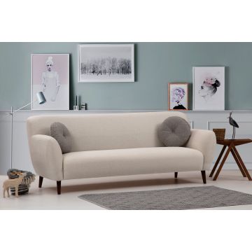 Bequemes und stilvolles 3-Sitz-Sofa in Beige | 220 cm Länge | Buchenholzrahmen