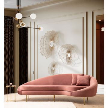 3-Sitzer-Sofa | Bequemes und einzigartiges Design | Gestell aus Buchenholz | Rosa Polyestergewebe