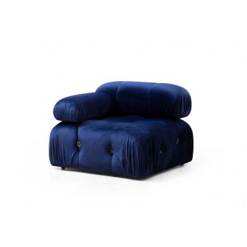 Del Sofa 1-Sitz | Buchenholzrahmen | Blaues Polyester | Individuell gestaltbar
