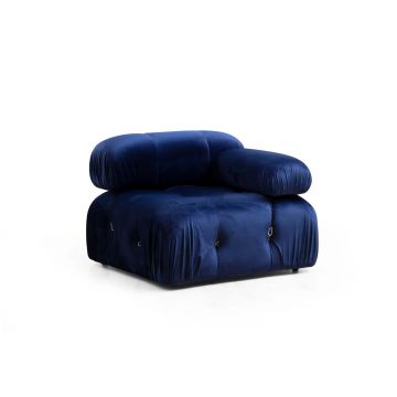 Modulares Sofa Del: Blaues Sofa mit 1 Sitzplatz - Gestell aus Buchenholz, Stoff aus Polyester