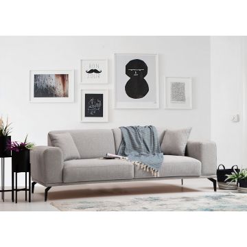 Stilvolles und bequemes 2-Sitz-Sofa in Grau | Buchenholzrahmen, Polyesterstoff