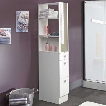 Badezimmerschrank Split mit Spiegel - weiß