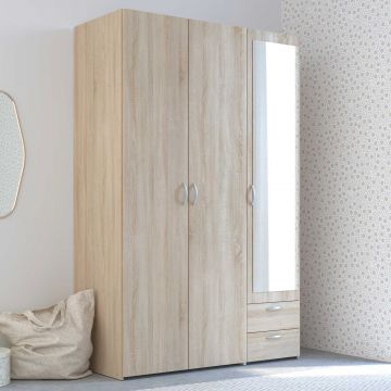 Salvador Spiegelschrank, 3 Türen und 2 Schubladen - Eiche dekor