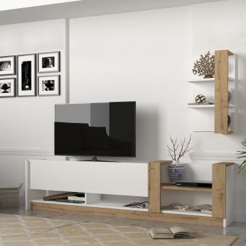 Furny Home TV-Element | 100% Melamin beschichtet | 182x45x29 cm | Weiß Saphir