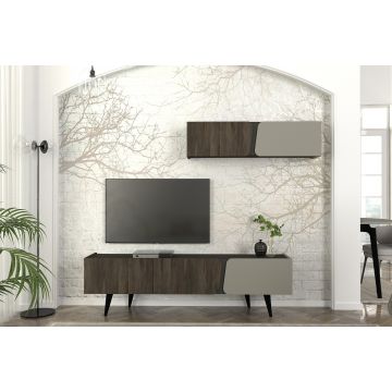 Tera Home TV-Element | 100% Melaminbeschichtung | 18mm Dicke | Zusätzlicher Stauraum | Nussbaumweiß