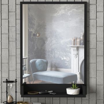 Tera Home Dekorativer Holzspiegel | 18mm Dicke | 45x75 cm | Schwarz