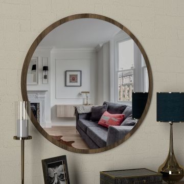 Tera Home Dekorativer Holzspiegel | 100% Melamin beschichtet | Walnuss