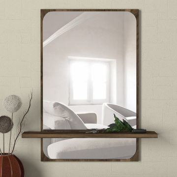 Tera Home Dekorativer Holzspiegel - 100% Melaminbeschichtete Platte - Walnuss