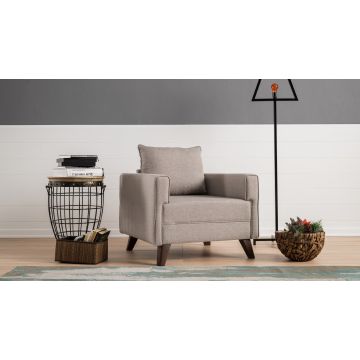 Atelier Del Sofa 1-Sitz-Sofa | Holzgestell | Cremefarbener Polyester-Stoff