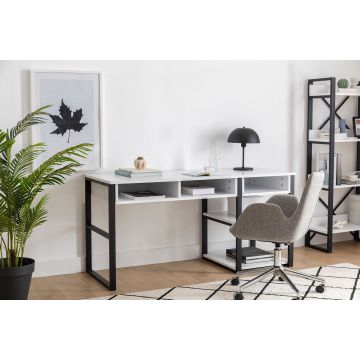 Multi Storage Study Desk Woody Fashion 150x75.8x58.4 Weiß Schwarz